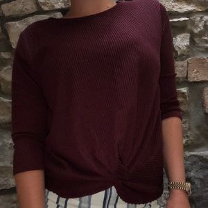Maroon knot front blouse